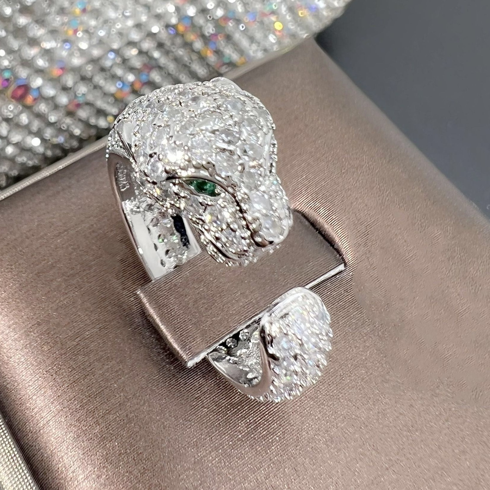 925 silver cheetah ring Never fade inlaid crystal size 5 6 7 for women Girls rings Premium gift ADITA J001