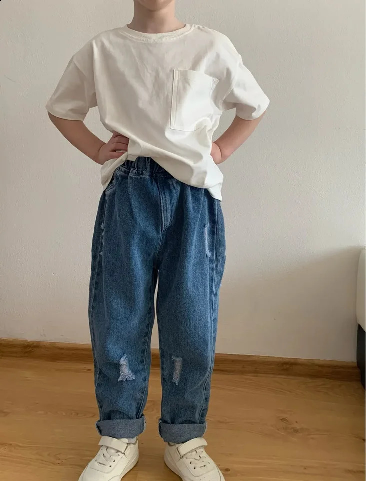 boys pants jeans loose fit suitable for casual holes cool children aged 06 250414z