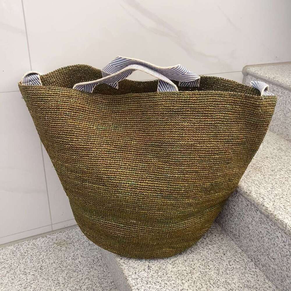 Ins Style Resort Beach Bag Lafite Grass Woven Women S Summer Large Capacity Crossbody Beach Vacation Bucket Tote Bag Simple Handbag KQ