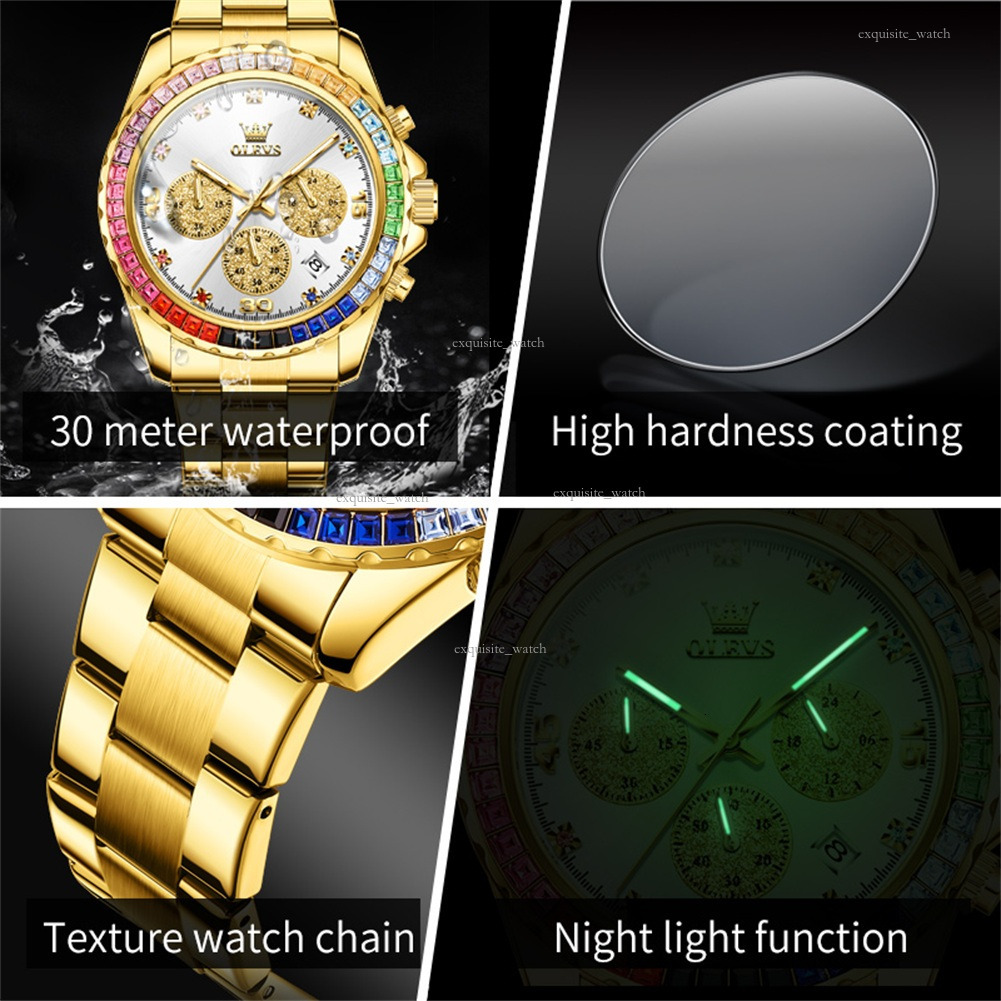 OLEVS Brand Designer Men's Rainbow Di Men's Watch Multi-functional Quartz Luminous Waterproof Men's Watch Luxury Watch Free Delivery An