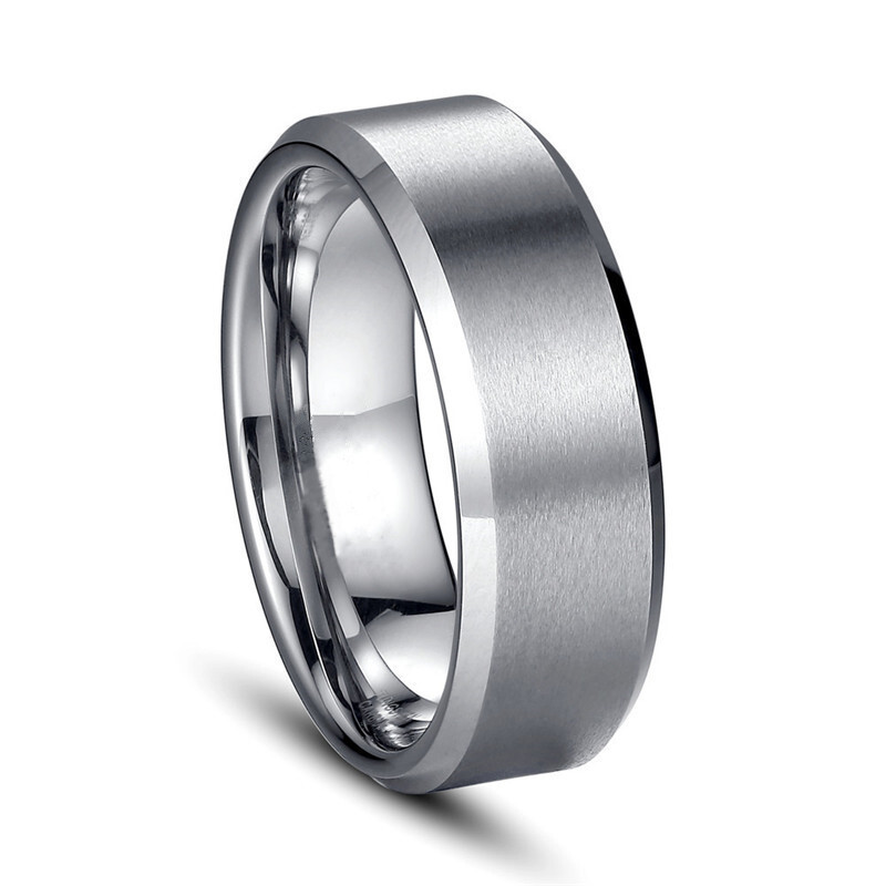 Top Source Men and Women 8MM Matte Titanium Stainless Steel Ring Engraved Jewelry