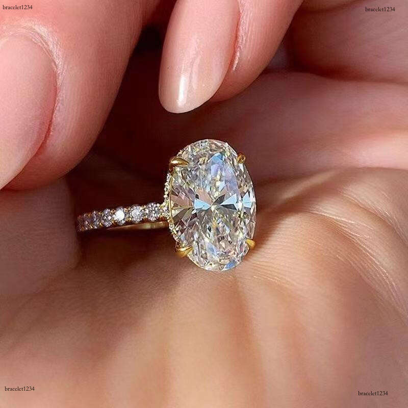 Exquisite jewelry for women's engagement oval 2ct fashion 14k real gold halo laboratory growth ice out VVS moissanite wedding moissanite ring Fre