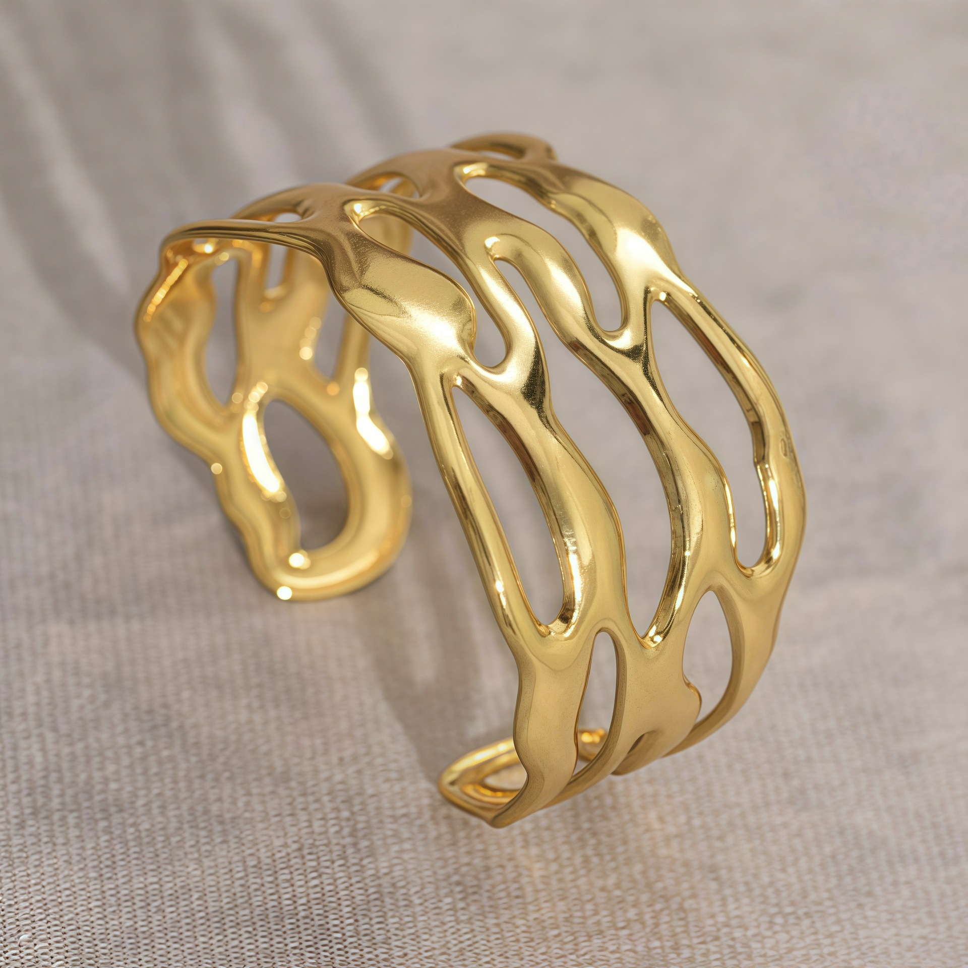 Golden Fashion Hollow Out Irregular Flower Open Bangle designer bracelet women luxury jewelry gold mens bracelet designer silver bracelet men love bra - view 3