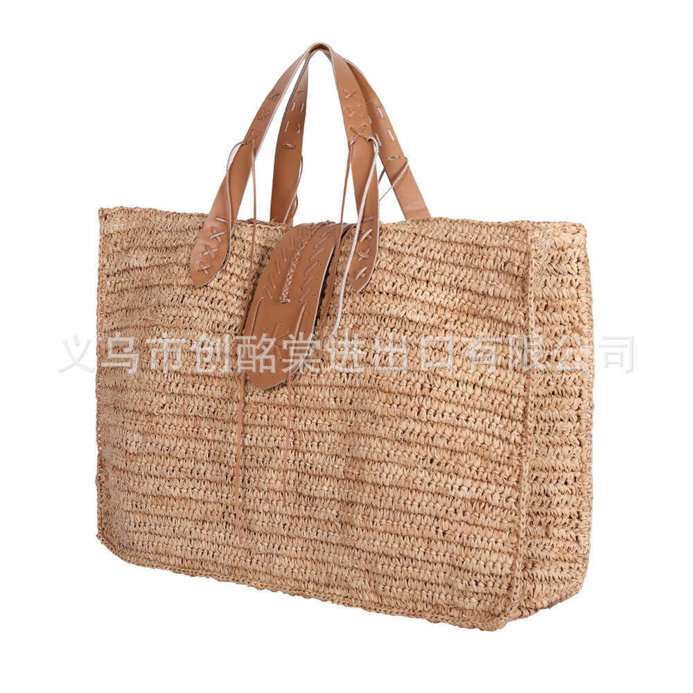 Ins Style Resort Beach Bag Large Capacity Simple Women S Straw Woven Beach Seaside Vacation Bag KQ