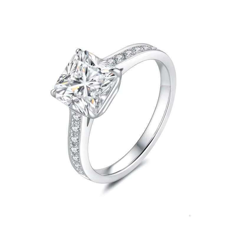 18K White Gold Classic Style Lab Grown Diamond Ring Radiant Diamonds Wedding Engagement Sample for Womens Anniversary Gift