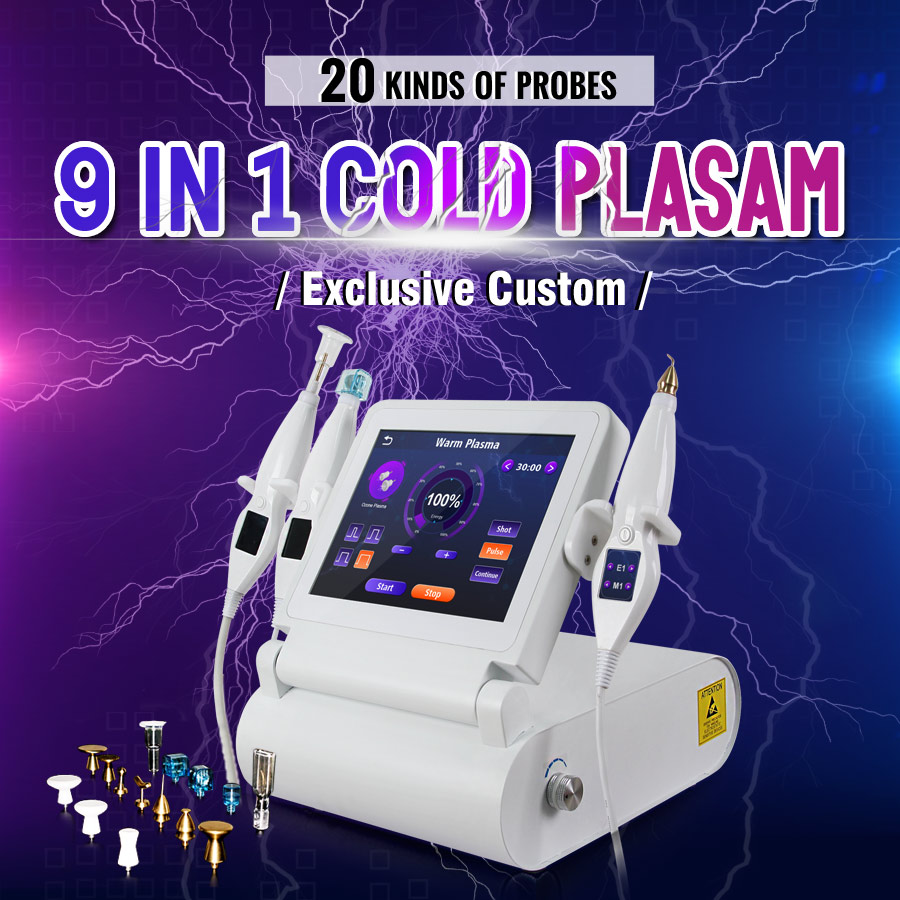 Beauty Salon Aesthetic Equipment Multifunctional 9 In 1 Fibroblast Cold Ozone Plasma Pen Machine High Frequency Spark Plasma For Acne Treatment Face R