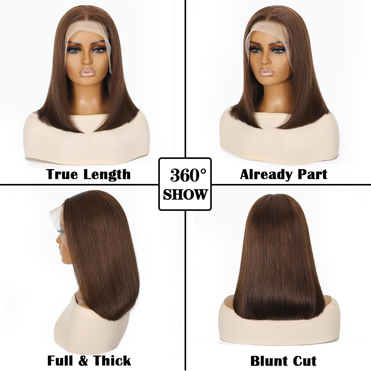 Brazilian Reallly Huamn Hair Straight Short Bob Wigs HD Lace Wigs 280 Density Bone Straight Pre Plucked Black Transparent Glueless Lace Front Human Ha