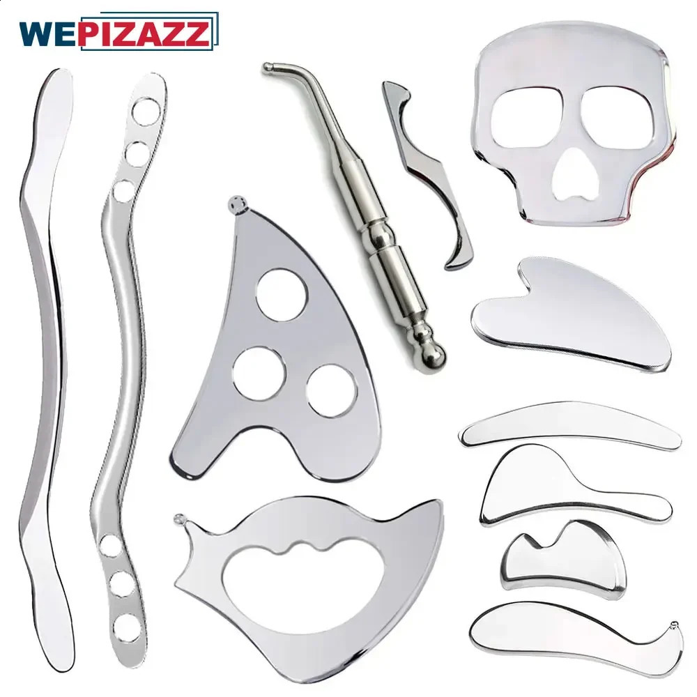 Stainless Steel GuaSha Massager Muscle Scraper Metal Scraping Tool Body Shaping Deep Tissue Fascia Face Relaxation Massage Stick 250418