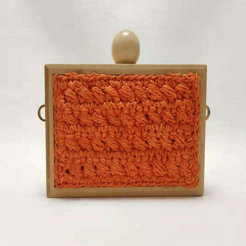 Ins Style Resort Beach Bag New Ball Box Bag Bamboo Weaving Style Fashionable And Trendy Women S Vacation Beach Handheld Wooden Ball Bag KQ