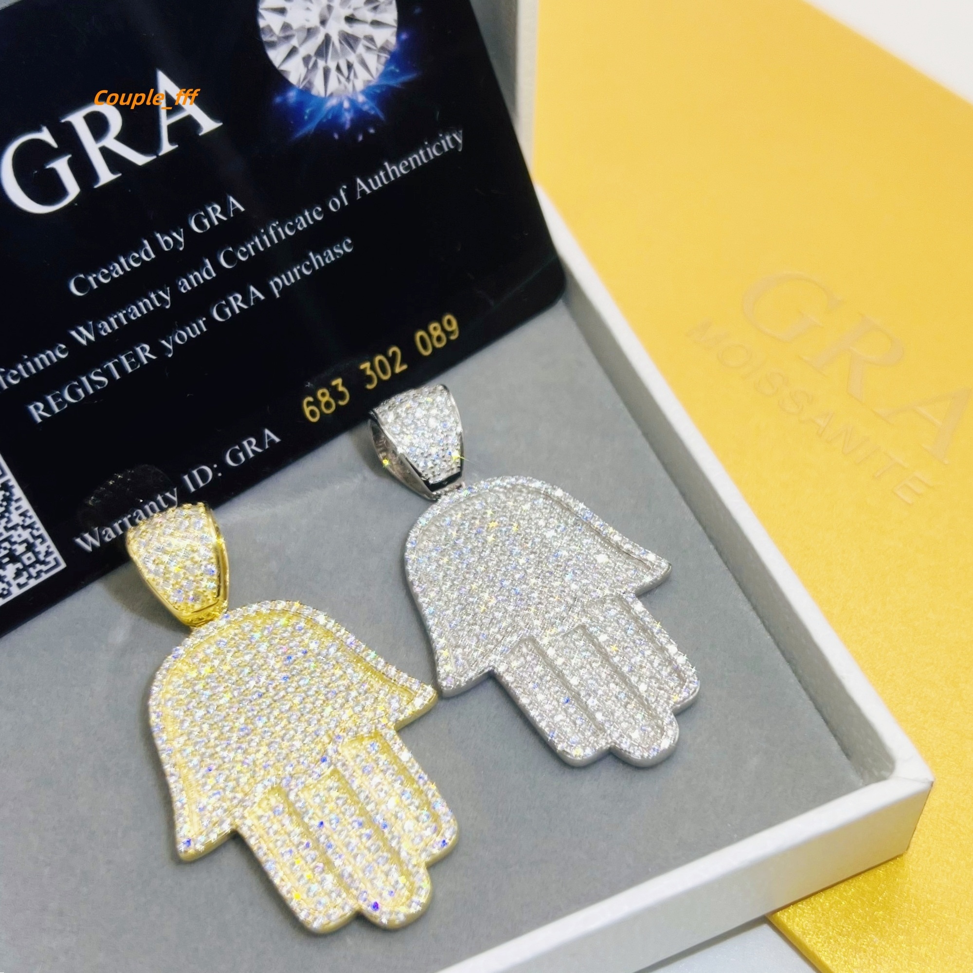 Fashion Jewelry Hip Hop Moissanite Pendant Lced Out Hamsa Hand Pendant Vvs Diamond Chain for Men Women