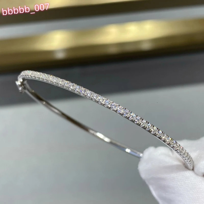 Quality Brand Pure 925 Sterling Silver Jewelry For Women Gold Bangle Move Diamond Bangle Wedding Jewelry Around Rivet 6cm Bangle