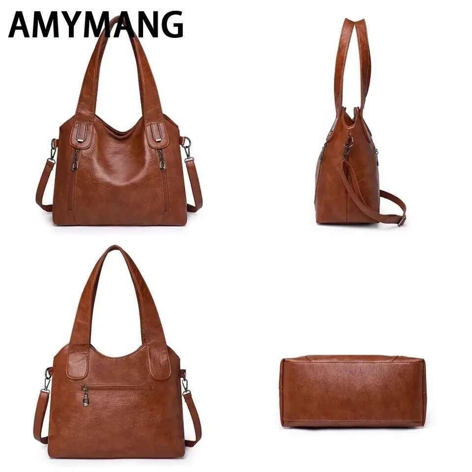 Solid Color Fashion Handbags Soft Leather Tote Bag Casual Big Crossbody For Women New Shoulder Messenger Bags Bag