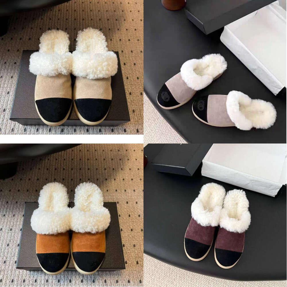 Designer shoe woman Luxury mule clog sandal fashion winte Women flat Mule suede warm wool women clog sandal slippers fur slide Wool Slippers winter shoes Size 35-41
