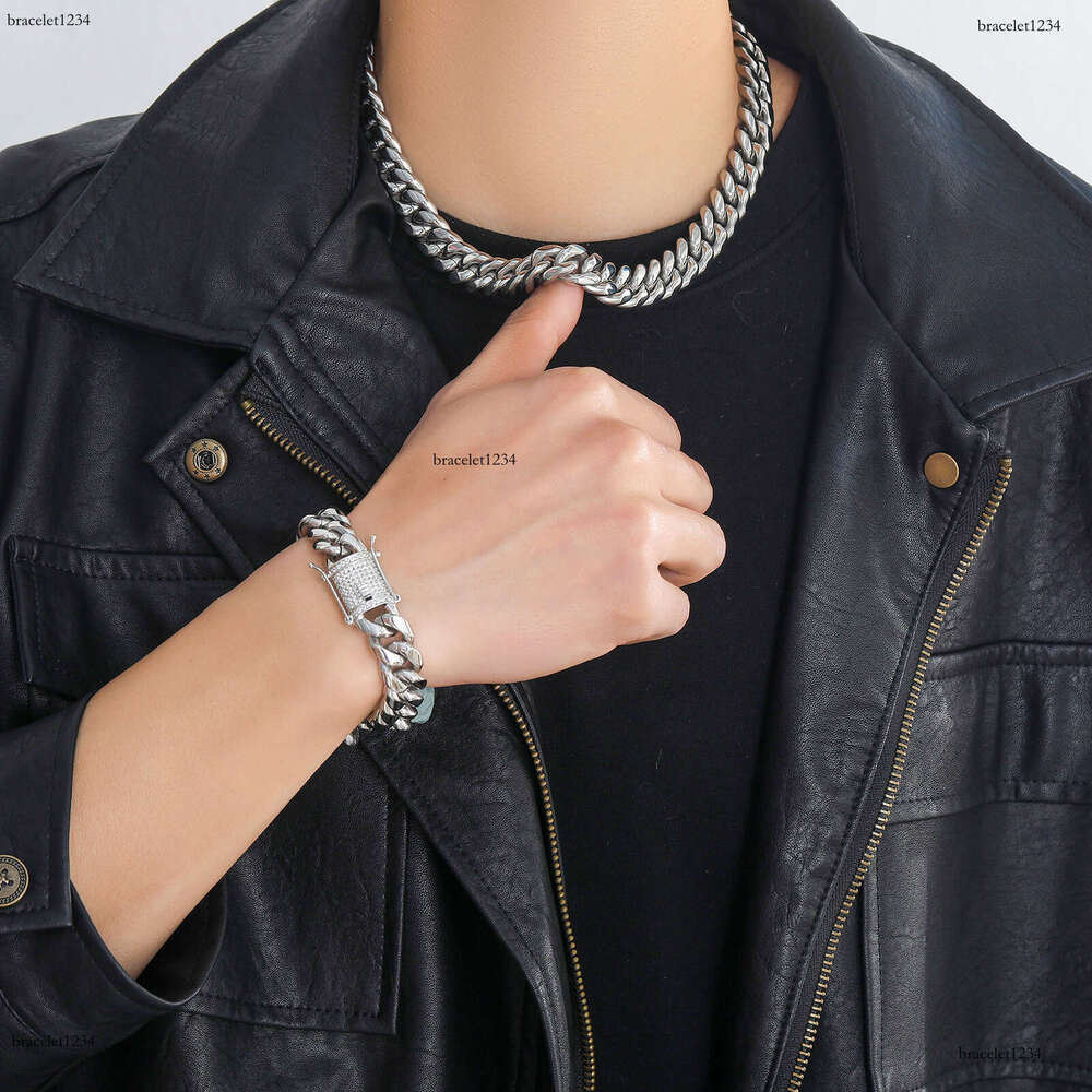 Luxury Hip Hop 6-18mm sterling silver Ice out VVS Moissanite Necklace Bracelet Cuban Chain Free delivery