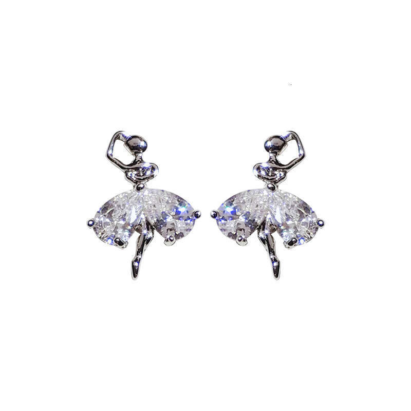 Earstuds, women's sier needles, temperament, Korean ear clips, ballet design sense, internet famous earrings, 2025 new earring trend