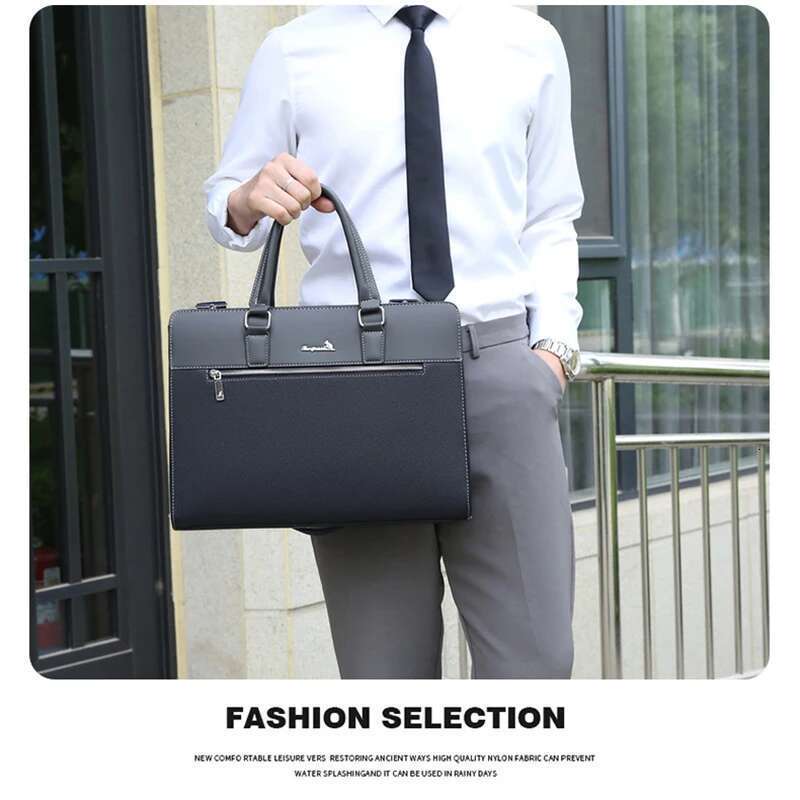 PU Leather Briefcase For Men Laptop Executive Designer Handbags Shoulder Business Male Messenger Crossbody Bag Portfolio