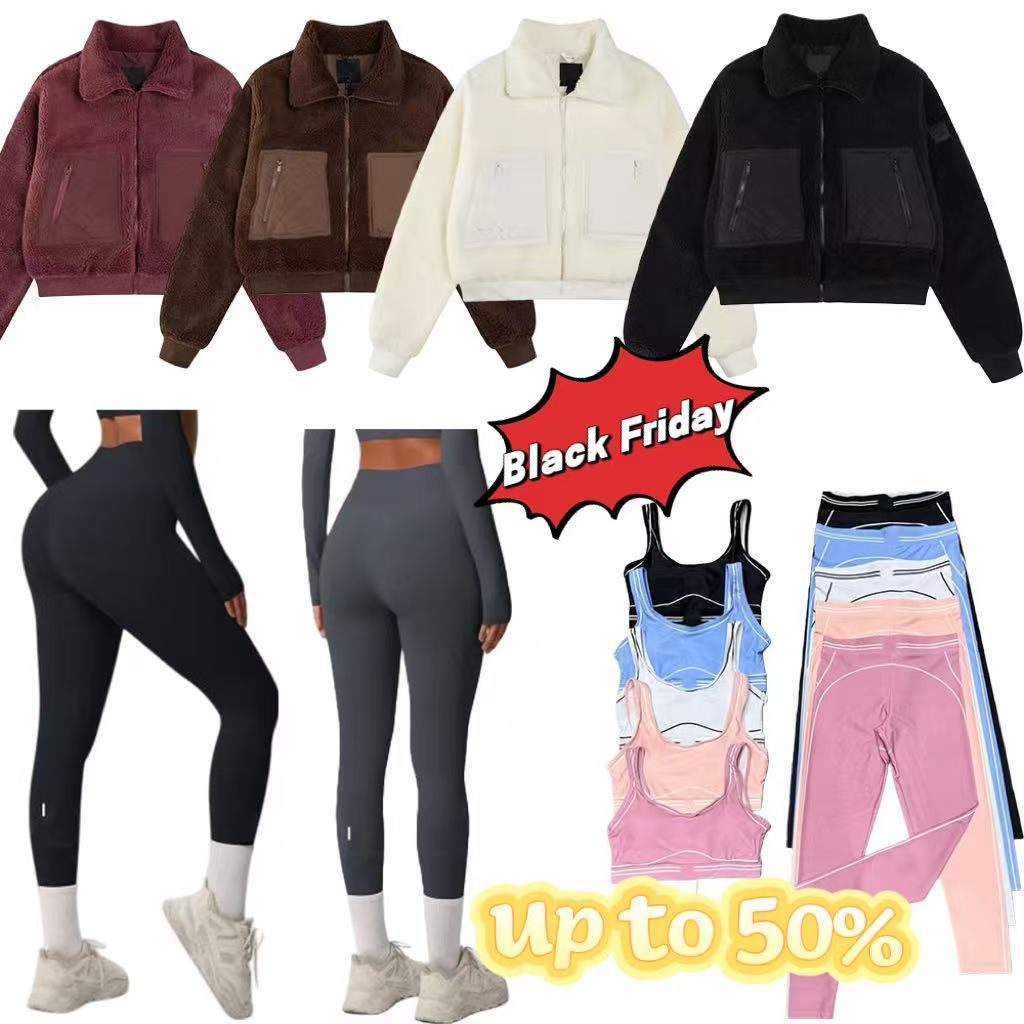 Designer Womens Jacket Brown Lamhair Hooded Coat Lamb Wool Zipper Coat Hooded Yoga Clothes Women Winter Short Padded Warm Cotton-padded Jacket Best-Selling Products