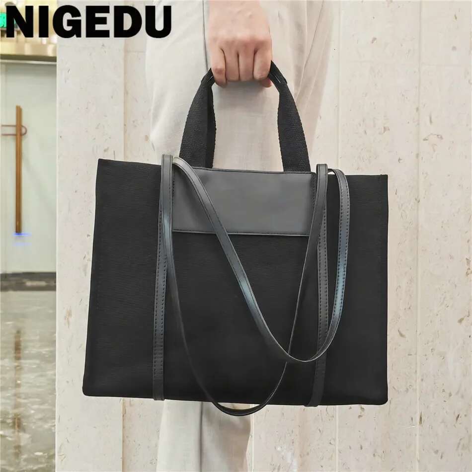 Large Canvas For Women Handbags Commuting big Tote Bag ladies Portable Business Briefcase female Shoulder Bags bolsas black