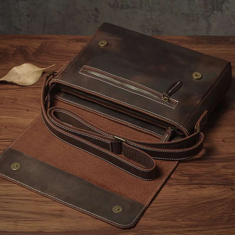 NUKA Men S Genuine Leather Shoulder Bag Retro Original Cowhide Horizontal Crossbody Deluxe Flap Messenger Bags For Inch Ipad Bag