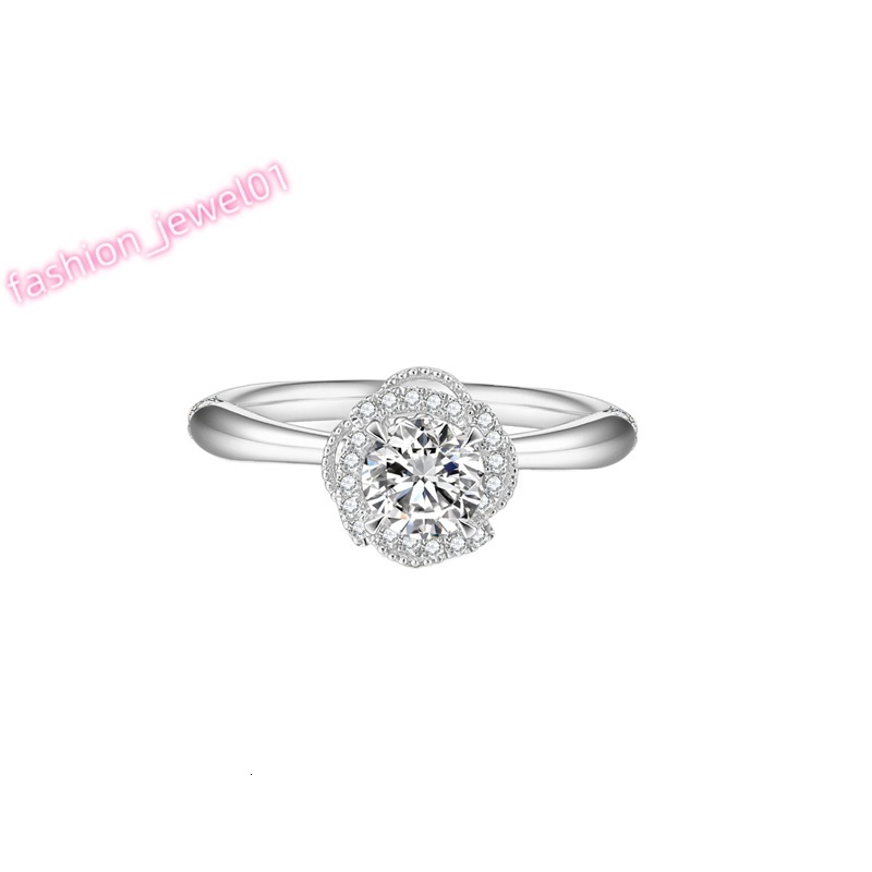 18K White Gold Classic Style Ring with Lab Grown Diamond Wedding Sample CVD HPHT Womens Party Jewelry Rhodium Plated
