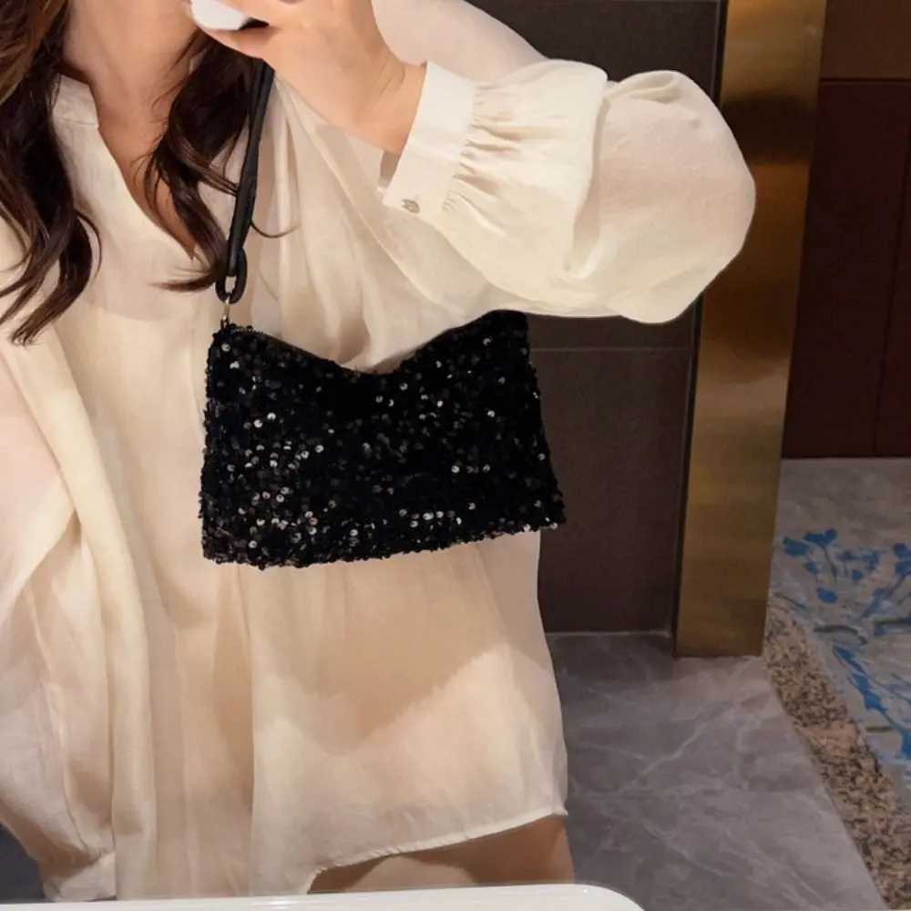 Solid color sequin cross body bag fashionable INS sequin shoulder bag mobile wallet handbag night clutch bag girls DIY W250421