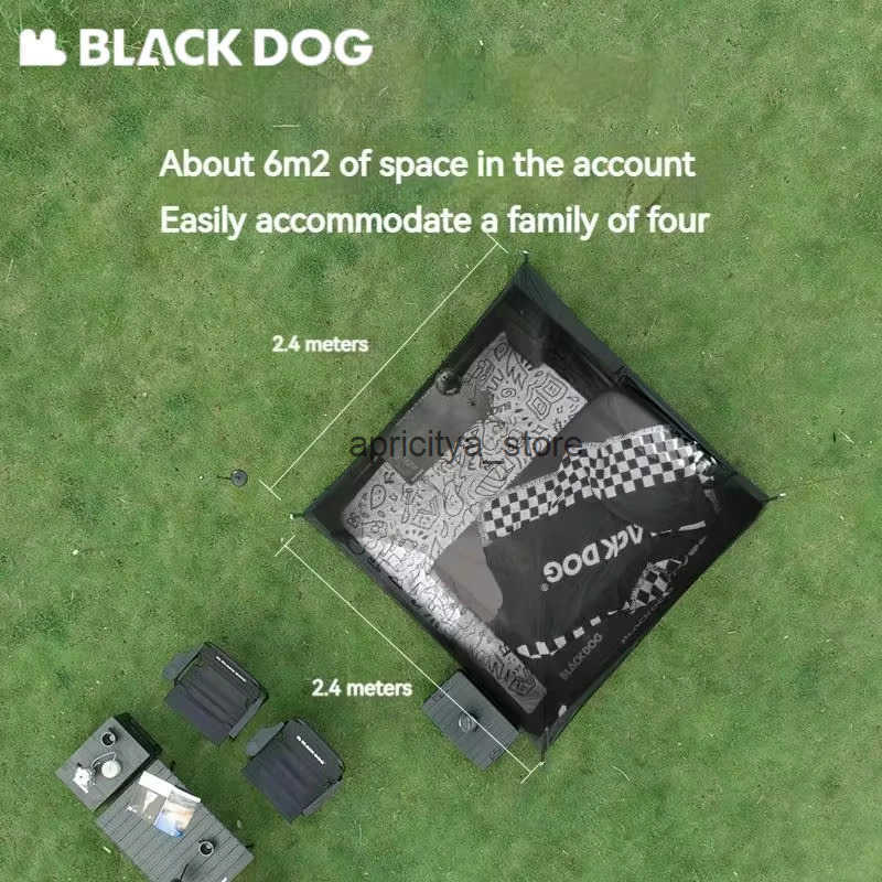 Black Dog Camping Tent 150D Oxford Cloth Thick Rainproof Material Portable Design High Quality Suitable for 3-4 People Q250423