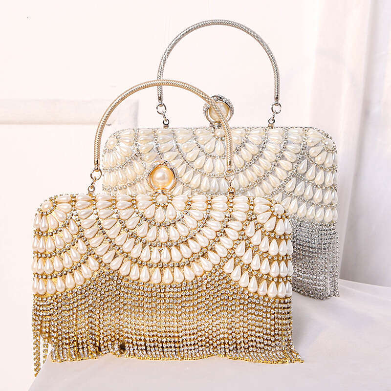 New Tassel Evening Bag Paired With Dress Style Sparkling Diamond Handbag
