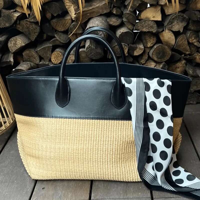 Designer's bag Genuine Leather Straw Tote Bags For Women Designer Handbags Purses 2024 New In Cowhide Top Handle Large Capacity Shoulder