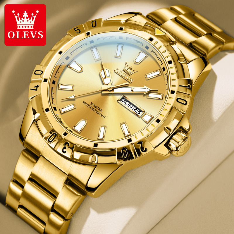 OLEVS Brand Luminous Double Calendar Waterproof Watches Men Designer Business Simple Quartz Watches Men's Watches Watches Free Delivery Wholesale