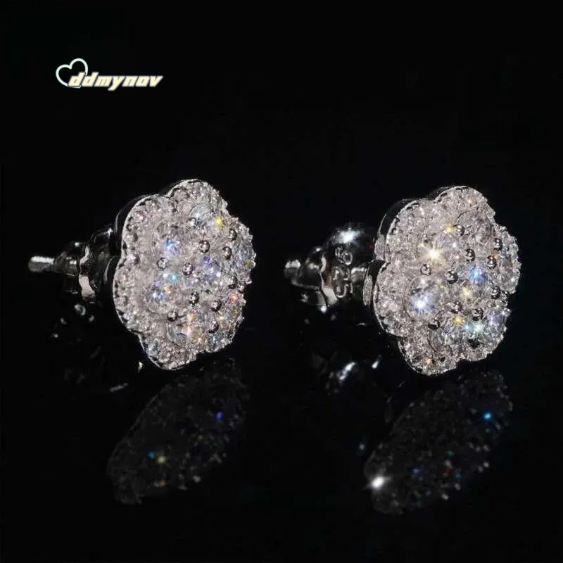 Elegant Dazzg Trendy wer 10MM Moissanite Dia Ear Studs For Men Women 925 silver Hip Hop Jewelry Fine Earrings ddmynov