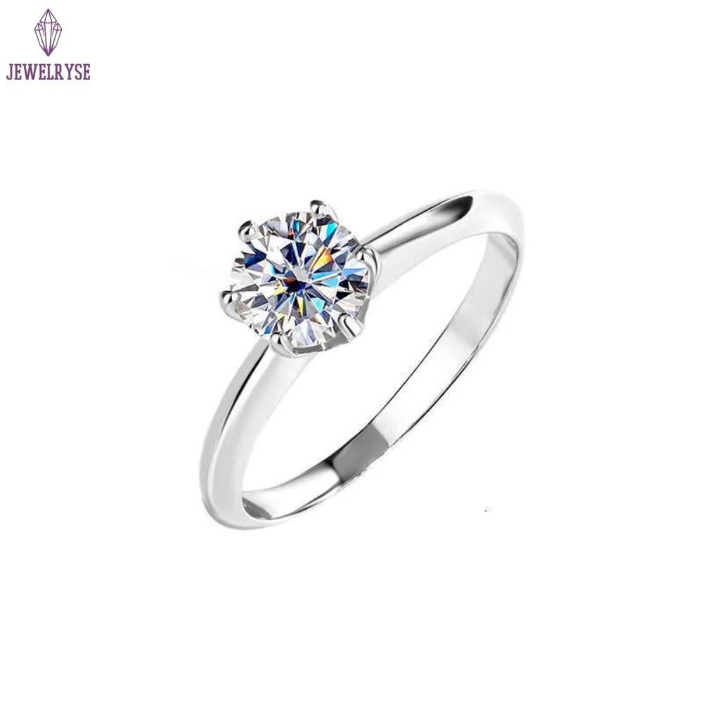 Designer Ring For Women 925 Sterling Silver Plated Gold 0.5-5CT Moissanite Ring Classic Six Claw Diamond Ring Girls Wedding Engagement Jewelry Woman C
