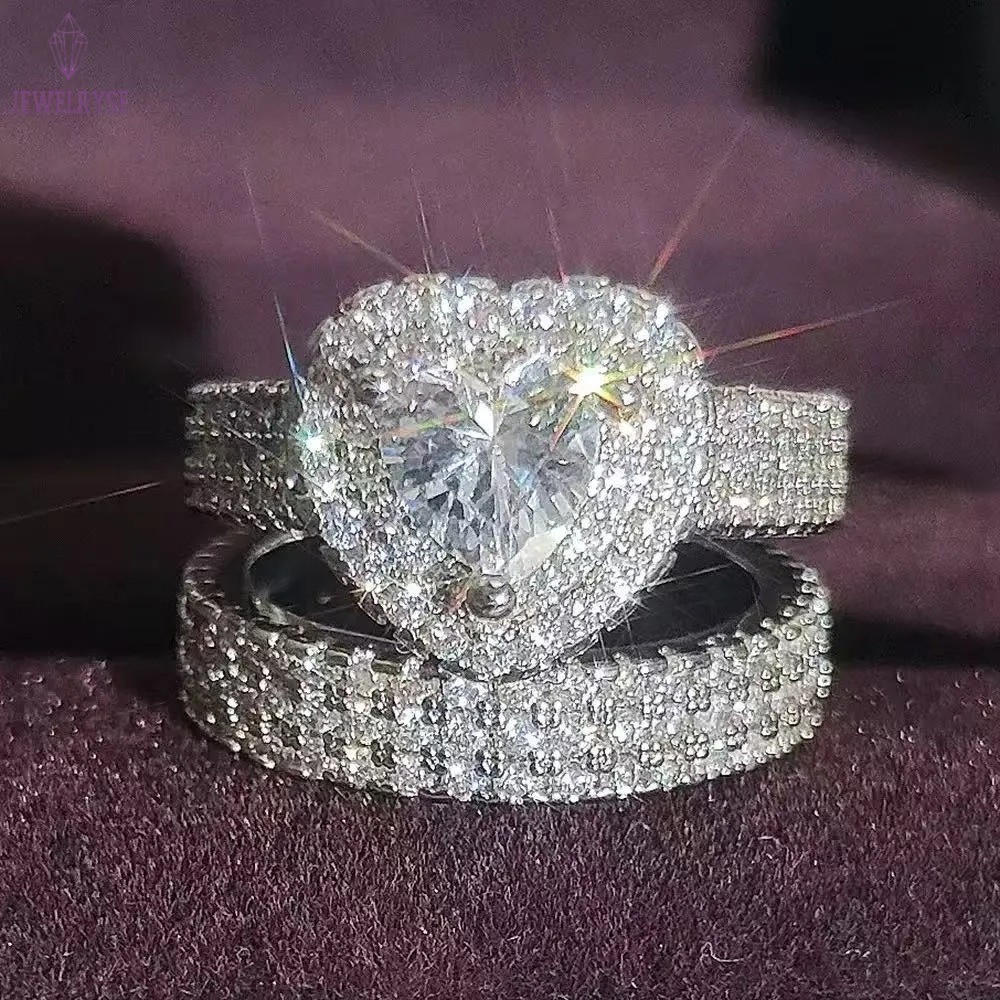 925 Sterling Silver Moissanite Engagement Rings for Women - Diamond-Encrusted Hip-Hop Crown Design by VVS