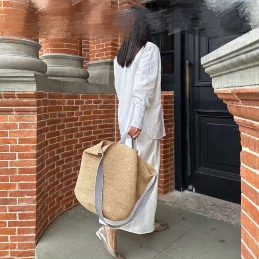 Ins Style Resort Beach Bag Lafite Grass Woven Women S Summer Large Capacity Crossbody Beach Vacation Bucket Tote Bag Handbag KQ
