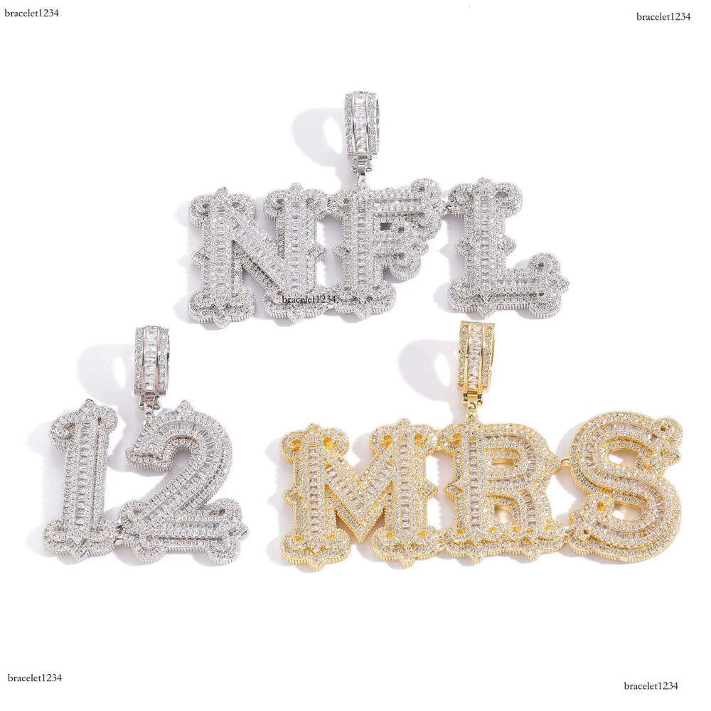 New Hip hop full Cloud pattern with spiny rock candy letter DIY patchwork Ice out VVS Moissanite combination pendant letter necklace Free delivery