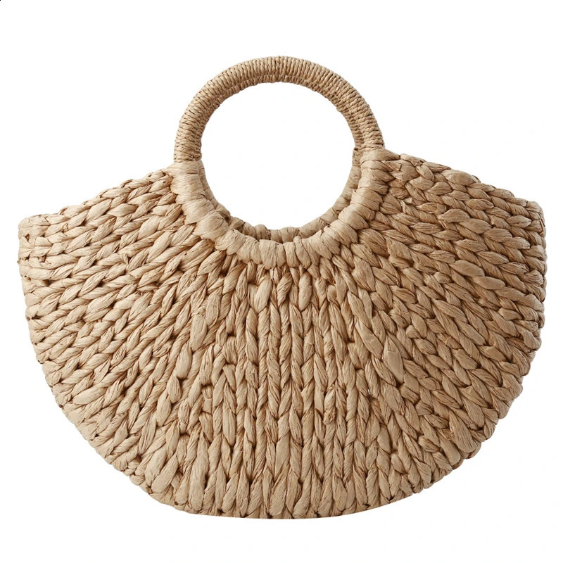 Women Handbag Rattan Wicker Straw Woven Half-round Bag Large Capacity Female Casual Travel Tote Fashion Bolsos Mimbres Paja 250417