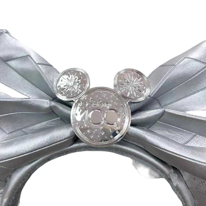 Disney 2025 Disney Mickey Mouse Ear Headband Silver 100th Anniversary Minnie Hairband Birthday Gift Adult/Children Role Playing Accessories W20250423