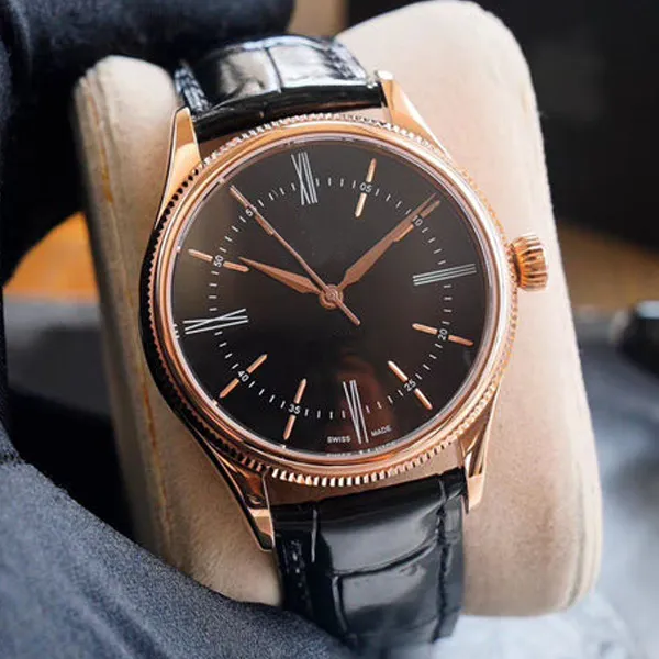 TOP High quality watch Geneve Cellini 2813 Movement Leather bracelet Automatic Mens Watch Watches