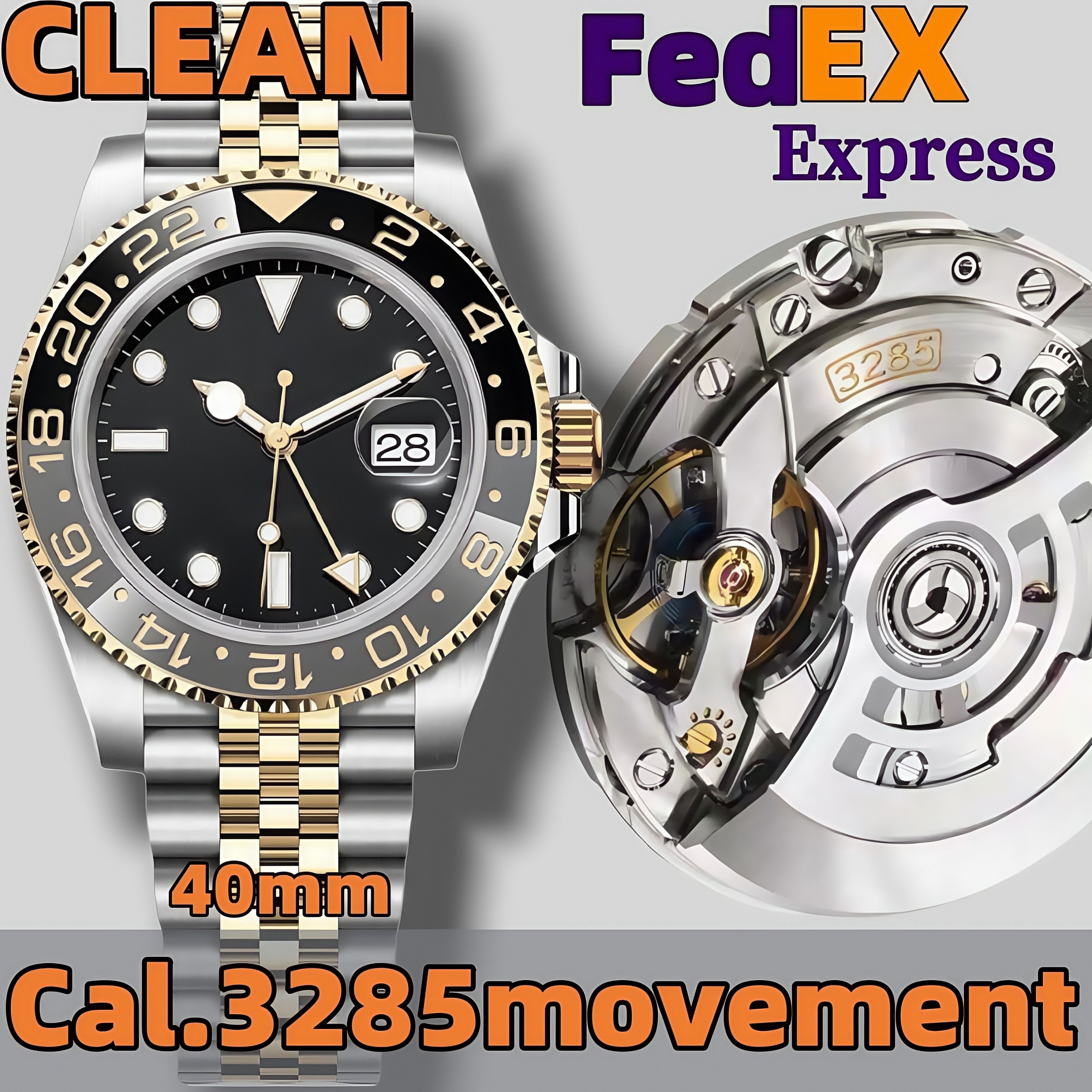 Clean Factory Designer Watches GMT Mens Watch Super Quality 3186/3285 movement Automatic mechanical watch 72 hour power reserve Sapphire Waterproof Fedex Shipping