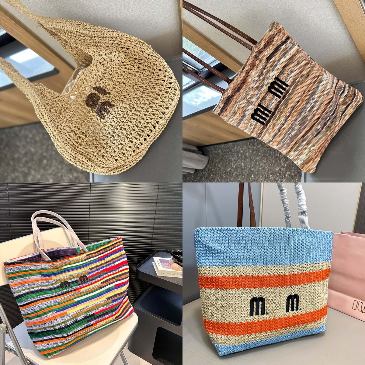 Beach Bag Designer Bag Tote bag Straw Bag Summer Travel Shopping bag women Handbags Hollow Out Woven Letter Shoulder bags Casual Vacation Purse black colour