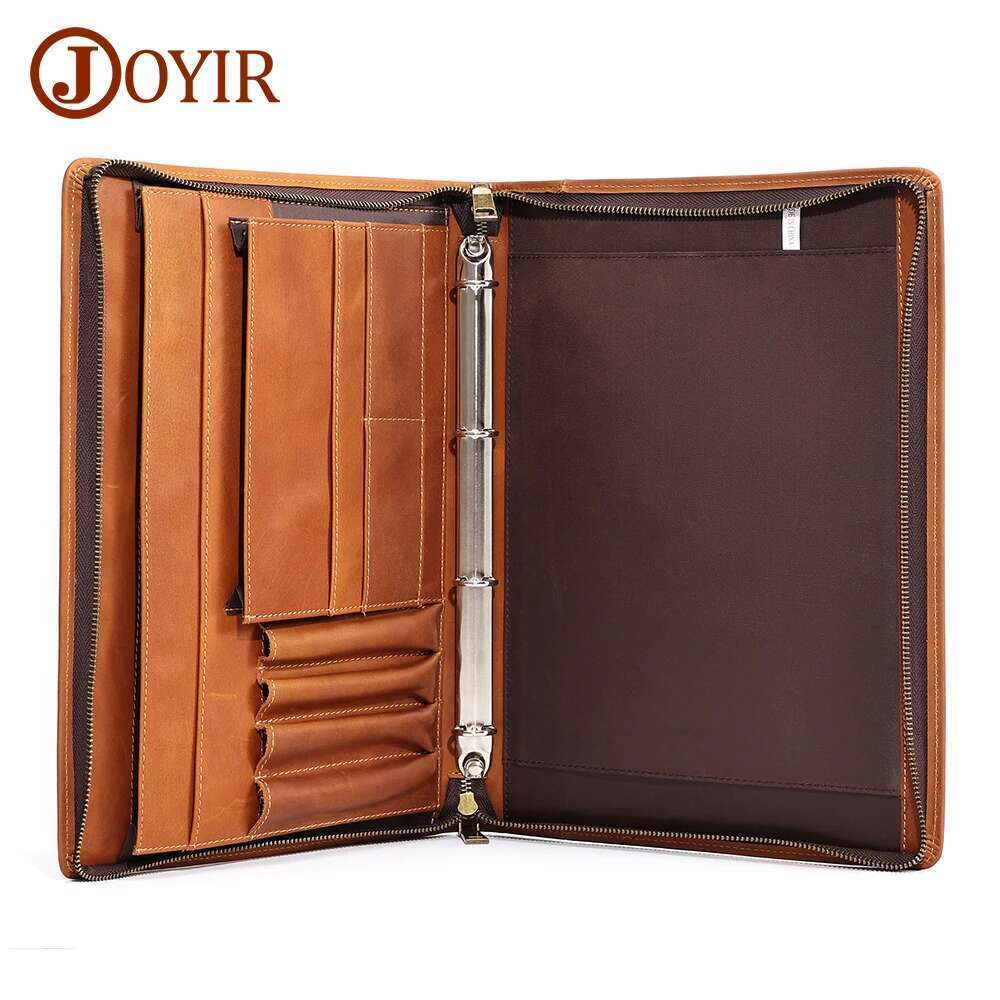 JOYIR Genuine Leather Portfolio Case Men Women Multi Pocket Padfolio Cover Bussiness Document A4 Organizer 12.9" Ipad Holder