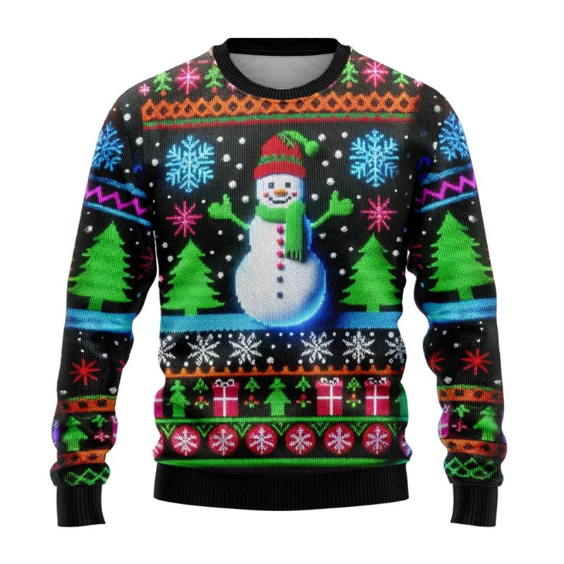 Neon Snowman Graphic Sweatshirts 2025 Merry Christmas 3D Printed Ugly Sweater For Women Clothing Snowflake Gifts Boy Tracksuit251120 - view 4