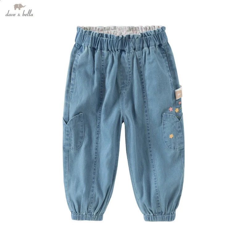 Dave Bella Childrens Jeans 2025 Spring Casual Cute Loose Girls Cotton Pants Gentle Outdoor DB1250333 250414z