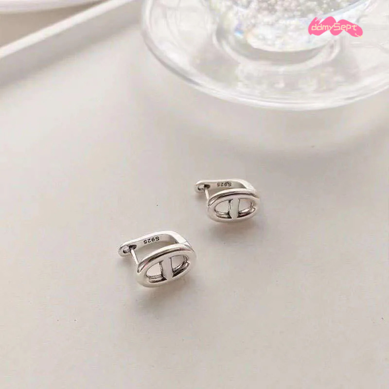 Summer Korean Style S Silver Geometric Pig Nose Hollow Earrings for Women ddmysept
