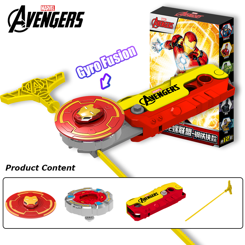 6 Styles Marvel Avengers Captain America Iron Man Style Beyblade Battle Game Beyblade Launcher 4PCS Fidget Spinner Movie Peripheral Toy Set Boys Boys 