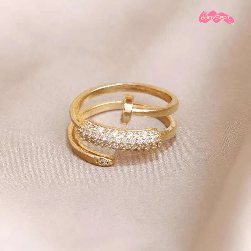 Rings Designer Luxury ring jewelry for women Copper plated with Three Circle Stud Adjustable opening Unique Fashion High-end Festival Vacation gifts d