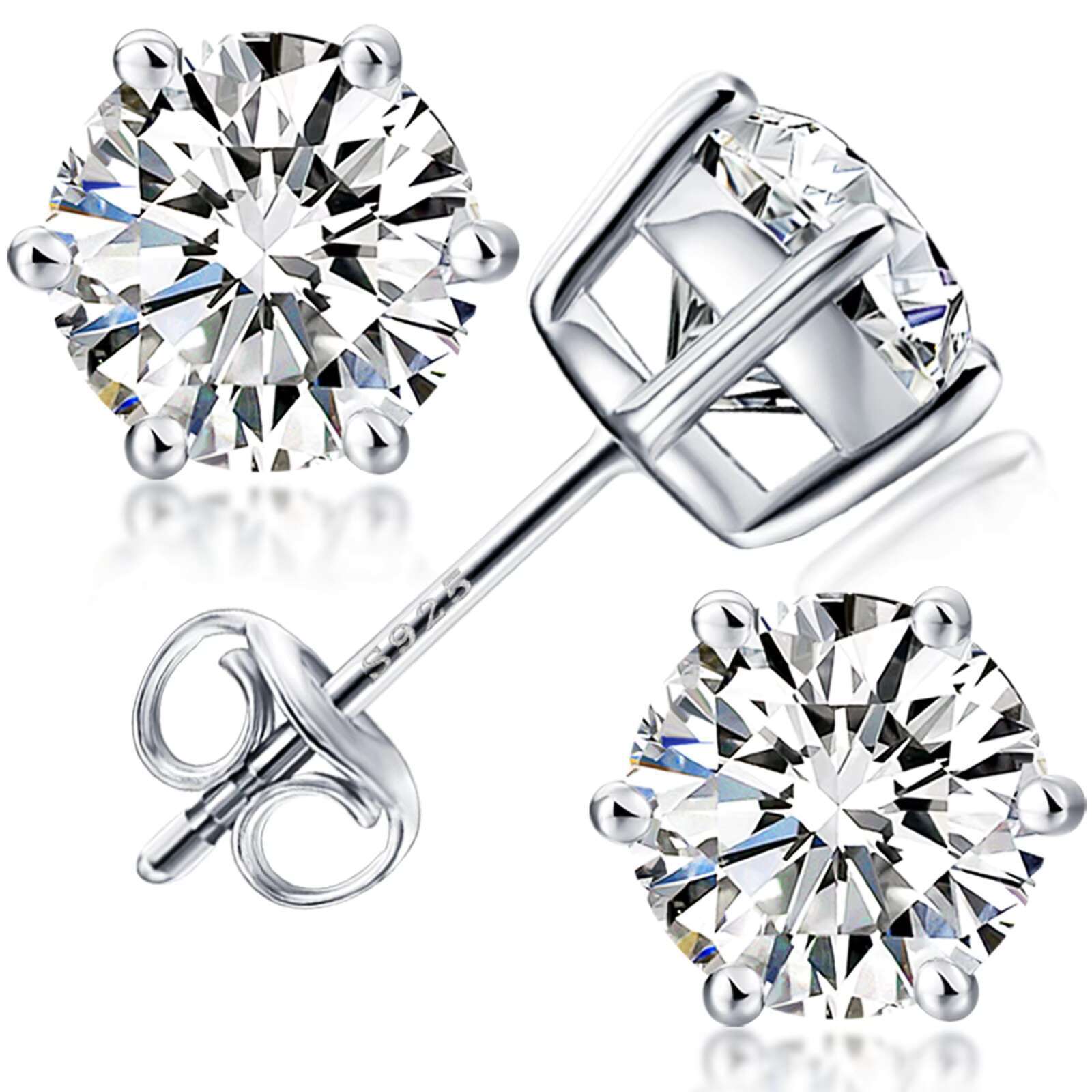 Exclusive Store Perks 0.5ct * 2 Four Claw Stud Moissanite S925 Silver Earrings A Price You Have Never Seen Before