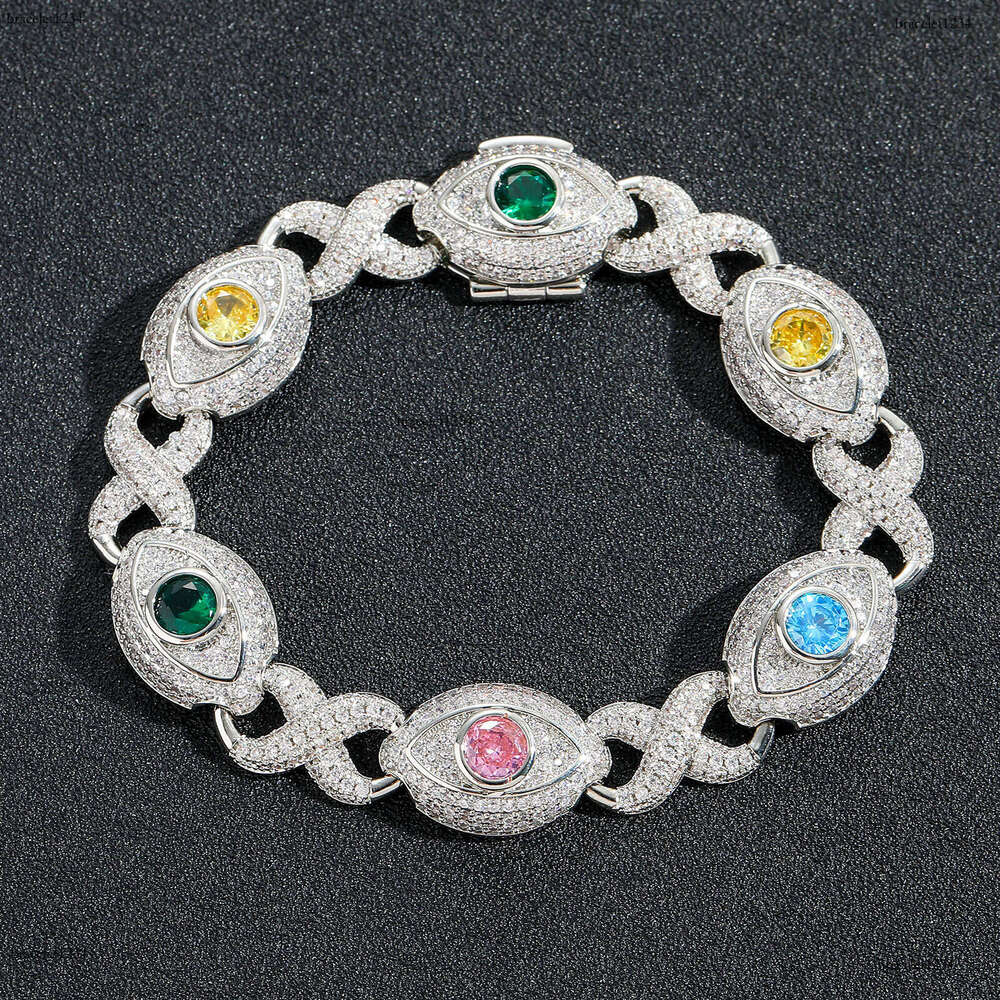 Luxury designer 8-strand 14mm Cuban Unlimited Eye chain, colored Ice out VVS Moissanite bracelet with free shipping