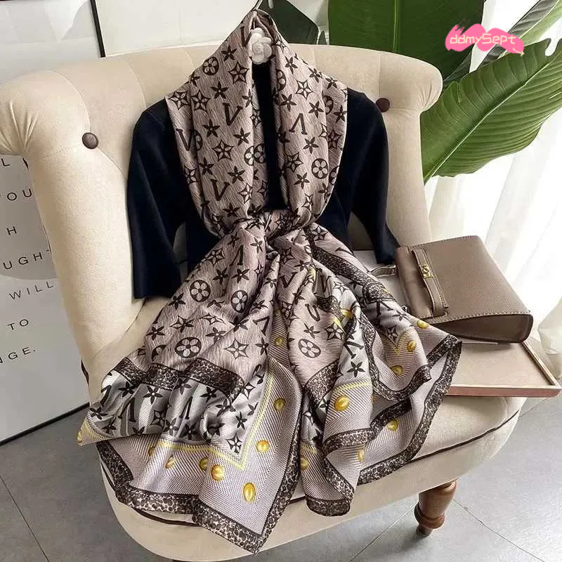 180X86CM New Popular Print Bandannas Silk Scarves Four Seasons Satin Beach Sun protection Towel Fashion Flower Long ShawlsL251020 ddmysept - view 3