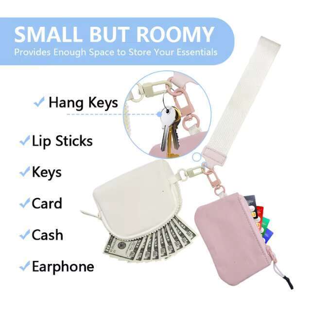 DHGargets Mini Waterproof Wrist Coin Purse Keychain Nylon Wallet for Women Girls Travel Outdoor hot Sports Solid Color Zip Pouch