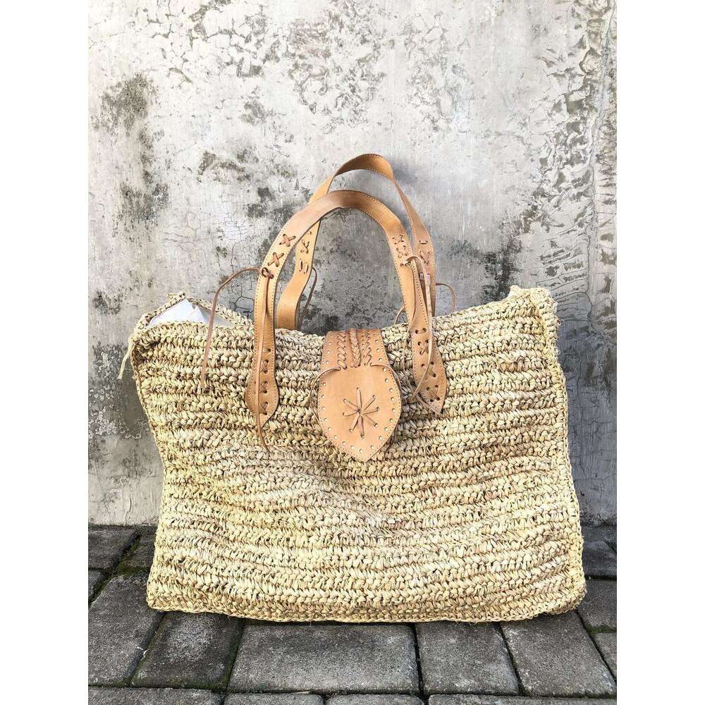 Ins Style Resort Beach Bag Large Capacity Simple Women S Straw Woven Beach Seaside Vacation Bag KQ